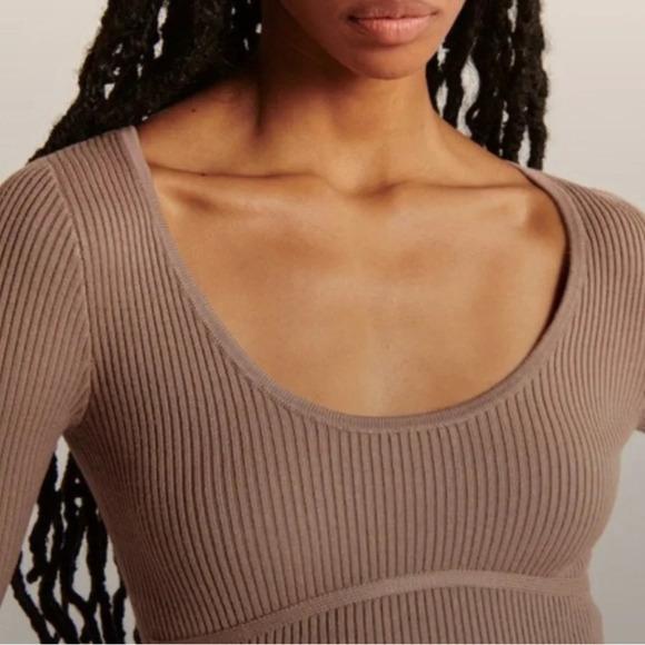 Abercrombie & Fitch Knit Corset Brown Mini Dress MP - Picture 2 of 5